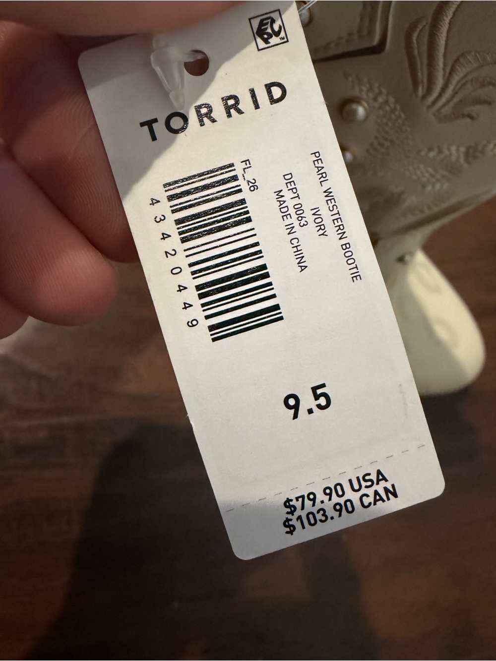 torrid Cream Embroidered Western Pearl-Accent Ankle Boots - Picture 4 of 8